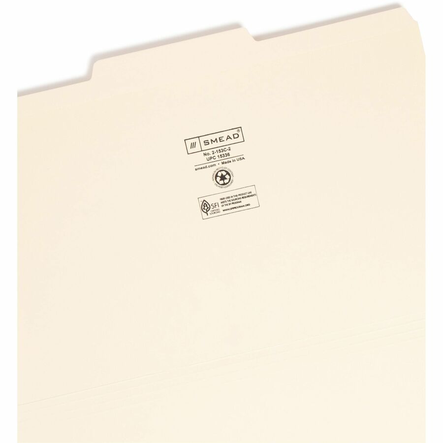Reinforced Tab Manila File Folders, 1/3-Cut Tabs: Center Position, Legal Size, 0.75" Expansion, 11-pt Manila, 100/Box