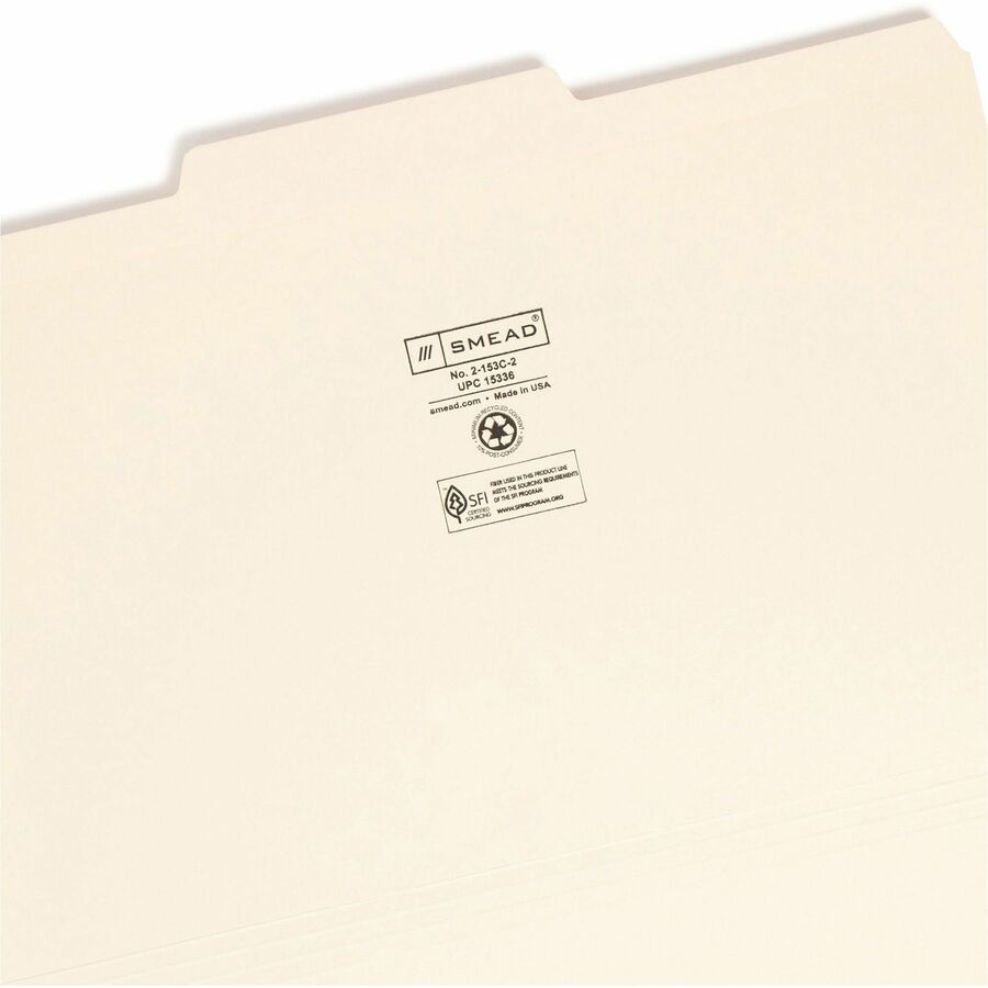 Reinforced Tab Manila File Folders, 1/3-Cut Tabs: Center Position, Legal Size, 0.75" Expansion, 11-pt Manila, 100/Box