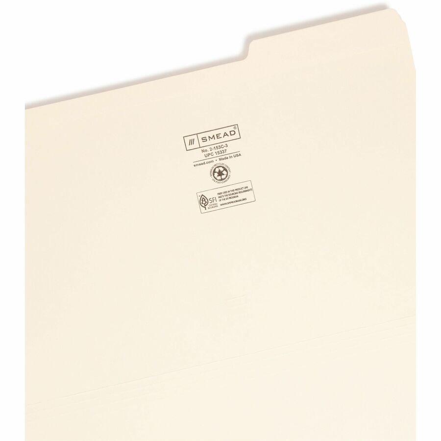 Reinforced Tab Manila File Folders, 1/3-Cut Tabs: Right Position, Legal Size, 0.75" Expansion, 11-pt Manila, 100/Box