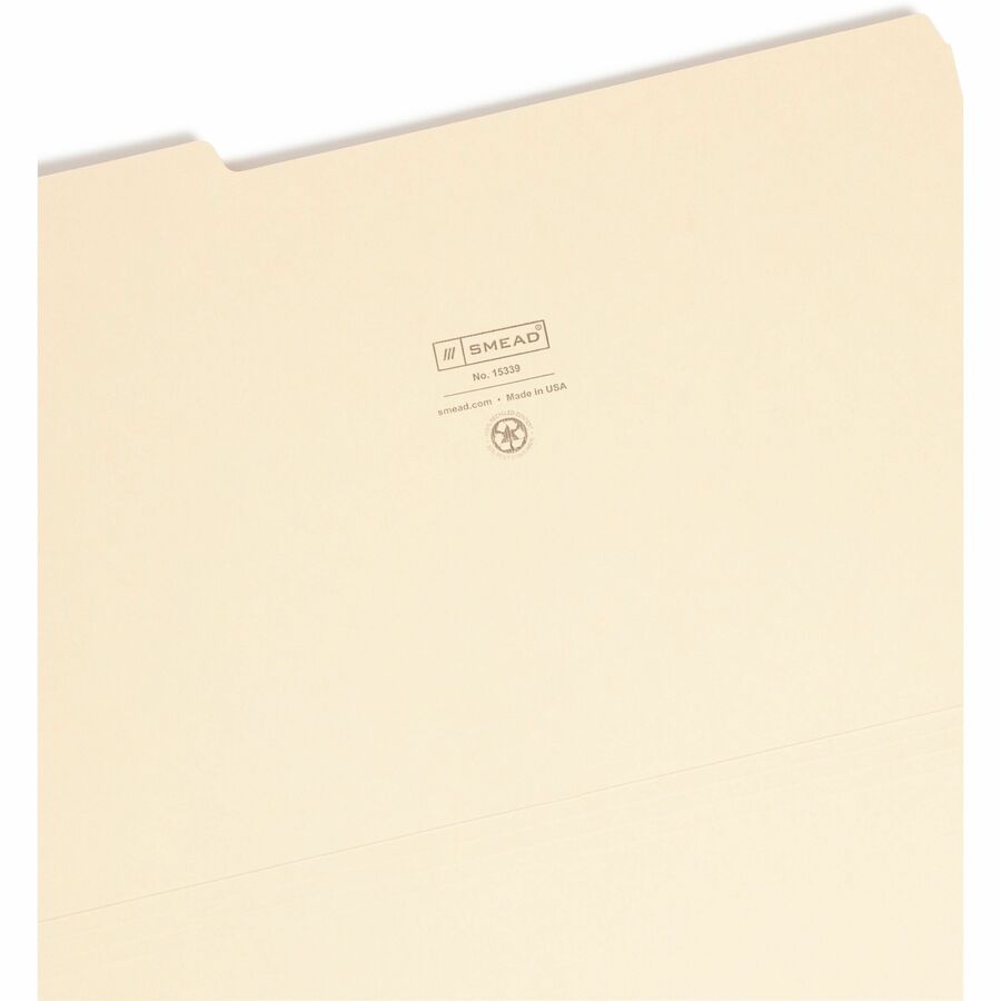100% Recycled Manila Top Tab File Folders, 1/3-Cut Tabs: Assorted, Legal Size, 0.75" Expansion, Manila, 100/Box