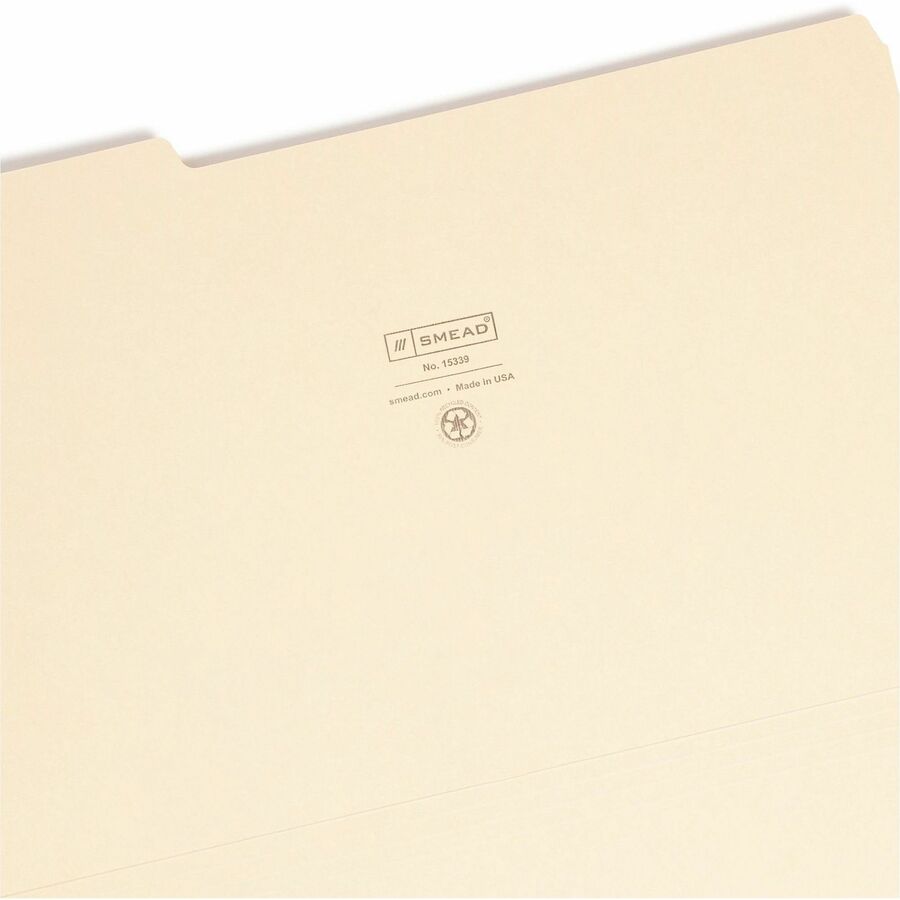 100% Recycled Manila Top Tab File Folders, 1/3-Cut Tabs: Assorted, Legal Size, 0.75" Expansion, Manila, 100/Box