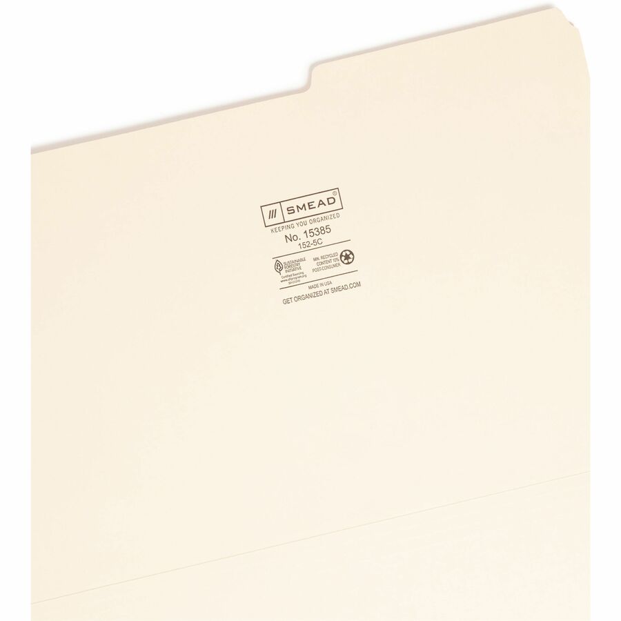 Manila Guide Height Systems File Folders, 2/5-Cut Tabs: Right of Center, Legal Size, 0.75" Expansion, Manila, 100/Box