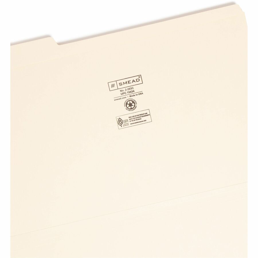 Reinforced Tab Manila File Folders, 1/3-Cut Tabs: Assorted, Legal Size, 0.75" Expansion, 14-pt Manila, 100/Box