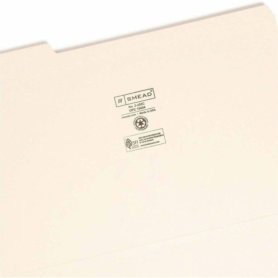 Reinforced Tab Manila File Folders, 1/3-Cut Tabs: Assorted, Legal Size, 0.75" Expansion, 14-pt Manila, 100/Box