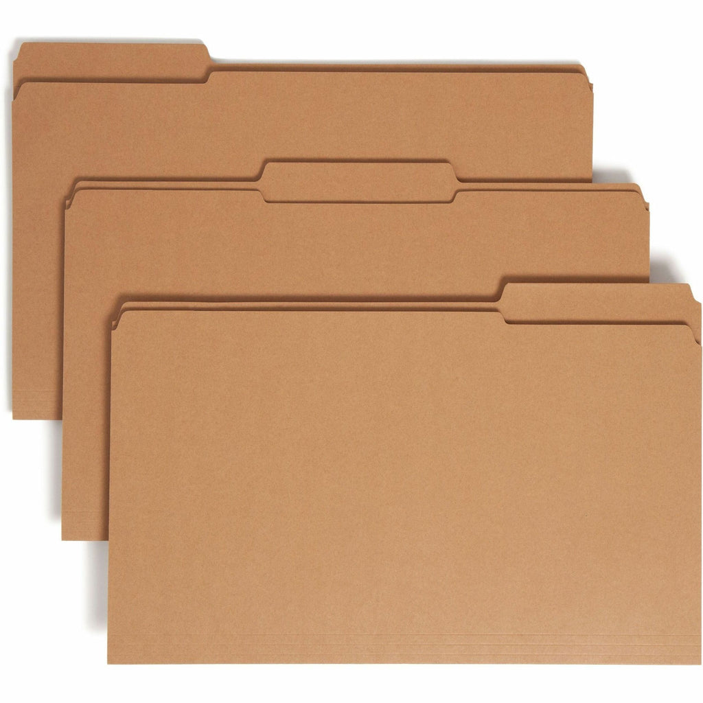 Heavyweight Kraft File Folder, 1/3-Cut Tabs: Assorted, Legal Size, 0.75" Expansion, 11-pt Kraft, Brown, 100/Box