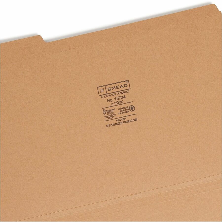 Heavyweight Kraft File Folder, 1/3-Cut Tabs: Assorted, Legal Size, 0.75" Expansion, 11-pt Kraft, Brown, 100/Box