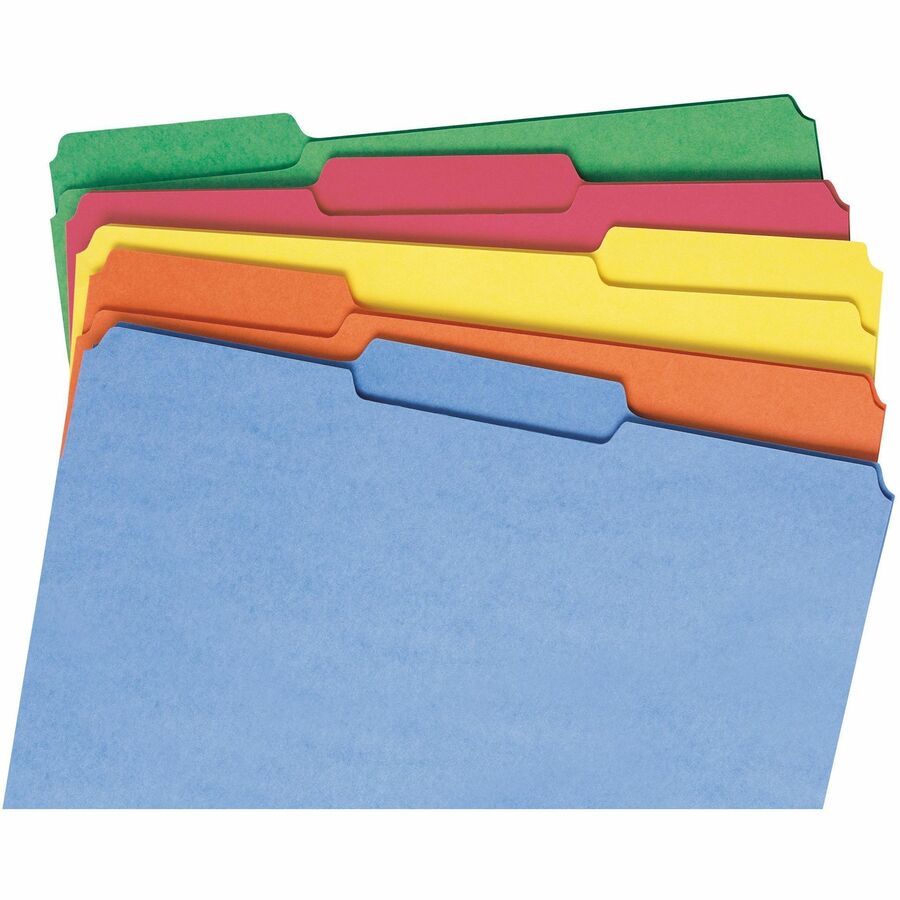 Colored File Folders, 1/3-Cut Tabs: Assorted, Legal Size, 0.75" Expansion, Assorted Colors, 100/Box