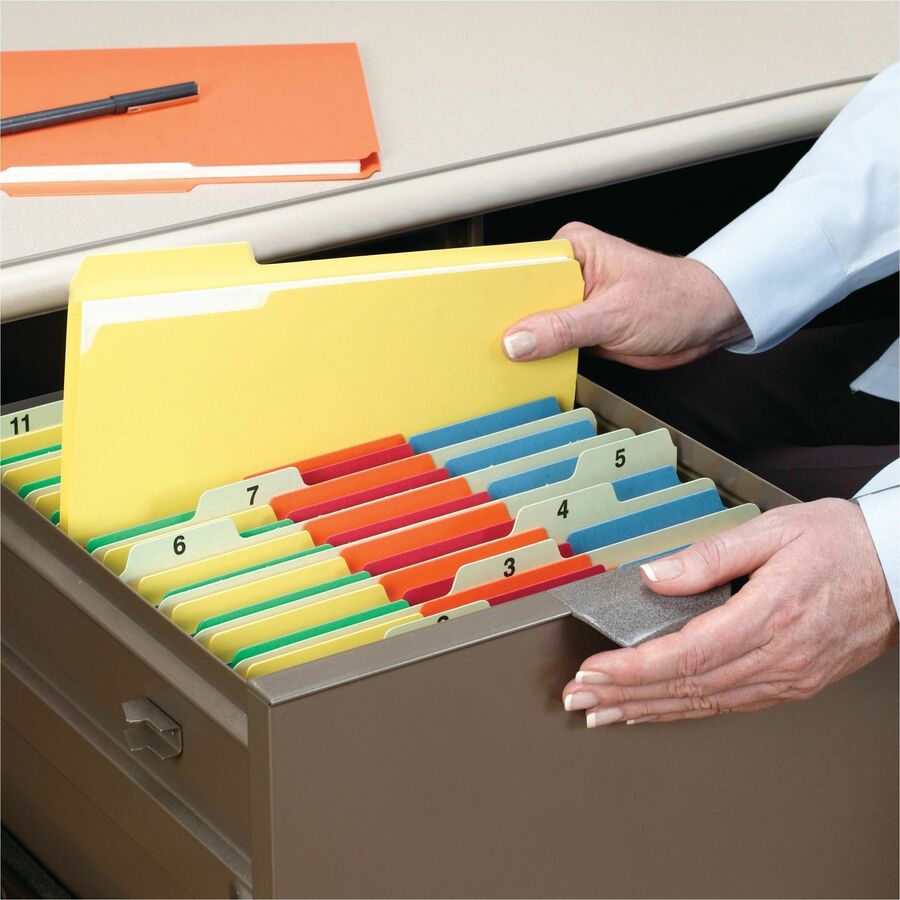 Colored File Folders, 1/3-Cut Tabs: Assorted, Legal Size, 0.75" Expansion, Assorted Colors, 100/Box
