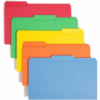 Colored File Folders, 1/3-Cut Tabs: Assorted, Legal Size, 0.75" Expansion, Assorted Colors, 100/Box