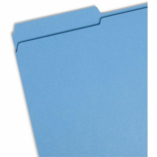 Reinforced Top Tab Colored File Folders, 1/3-Cut Tabs: Assorted, Legal Size, 0.75" Expansion, Blue, 100/Box