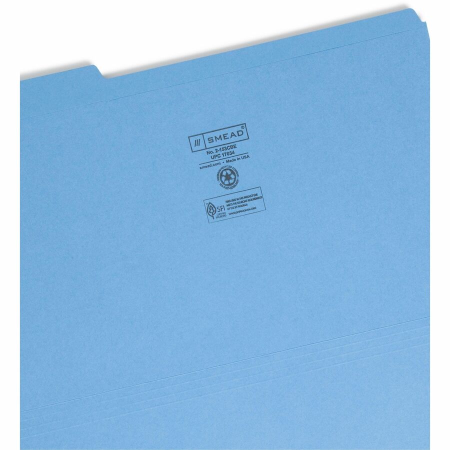 Reinforced Top Tab Colored File Folders, 1/3-Cut Tabs: Assorted, Legal Size, 0.75" Expansion, Blue, 100/Box