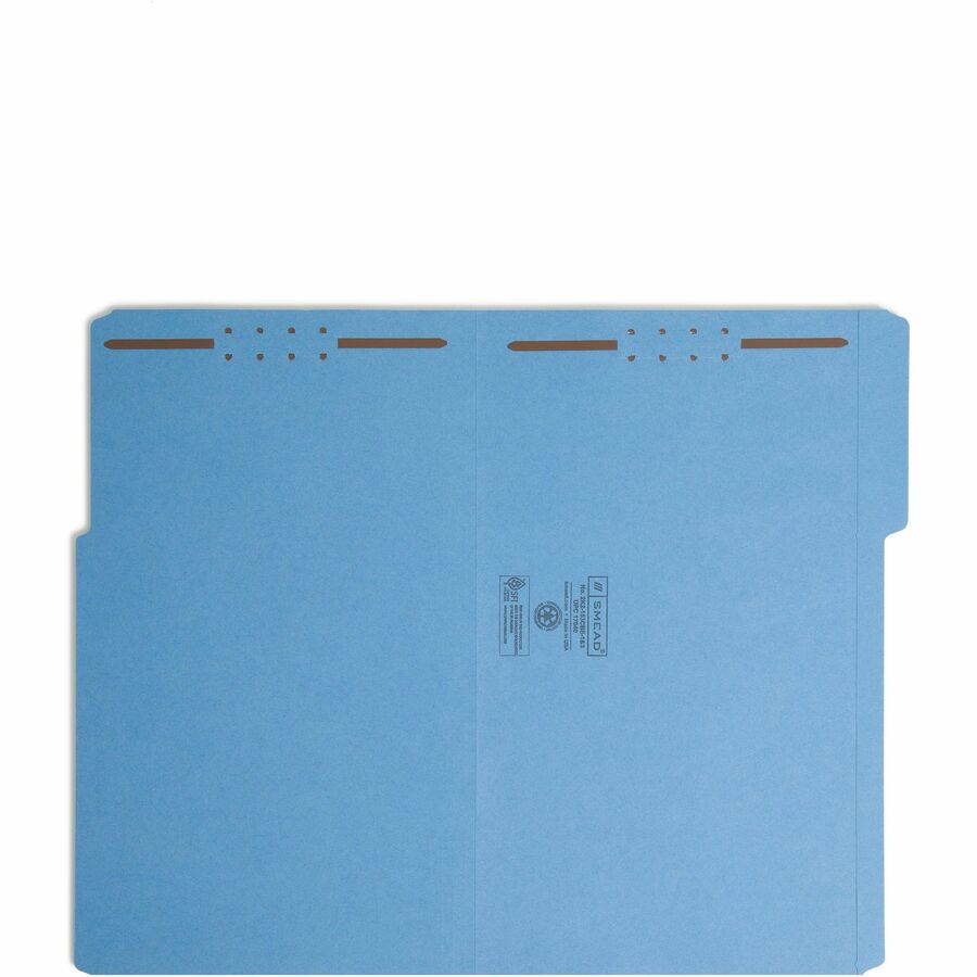 Top Tab Colored Fastener Folders, 0.75" Expansion, 2 Fasteners, Legal Size, Blue Exterior, 50/Box