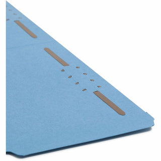 Top Tab Colored Fastener Folders, 0.75" Expansion, 2 Fasteners, Legal Size, Blue Exterior, 50/Box