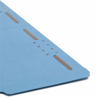 Top Tab Colored Fastener Folders, 0.75" Expansion, 2 Fasteners, Legal Size, Blue Exterior, 50/Box