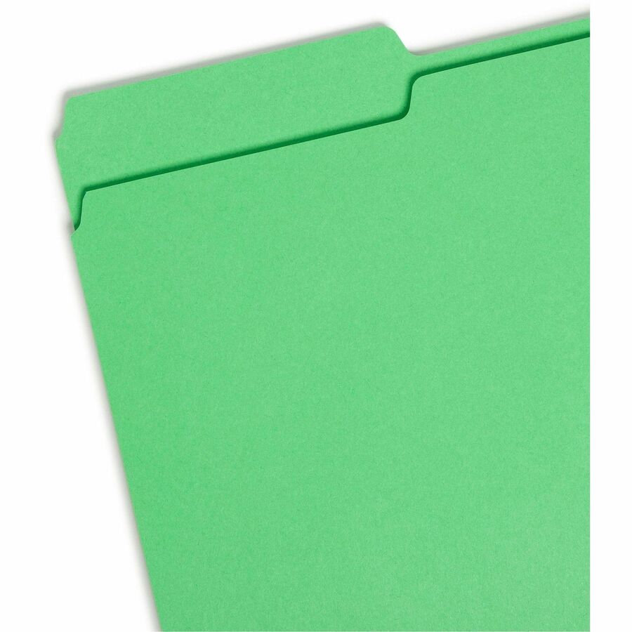 Colored File Folders, 1/3-Cut Tabs: Assorted, Legal Size, 0.75" Expansion, Green, 100/Box
