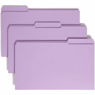 Reinforced Top Tab Colored File Folders, 1/3-Cut Tabs: Assorted, Legal Size, 0.75" Expansion, Lavender, 100/Box