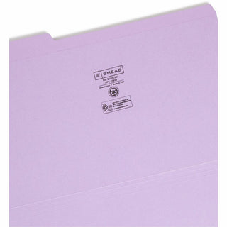 Reinforced Top Tab Colored File Folders, 1/3-Cut Tabs: Assorted, Legal Size, 0.75" Expansion, Lavender, 100/Box