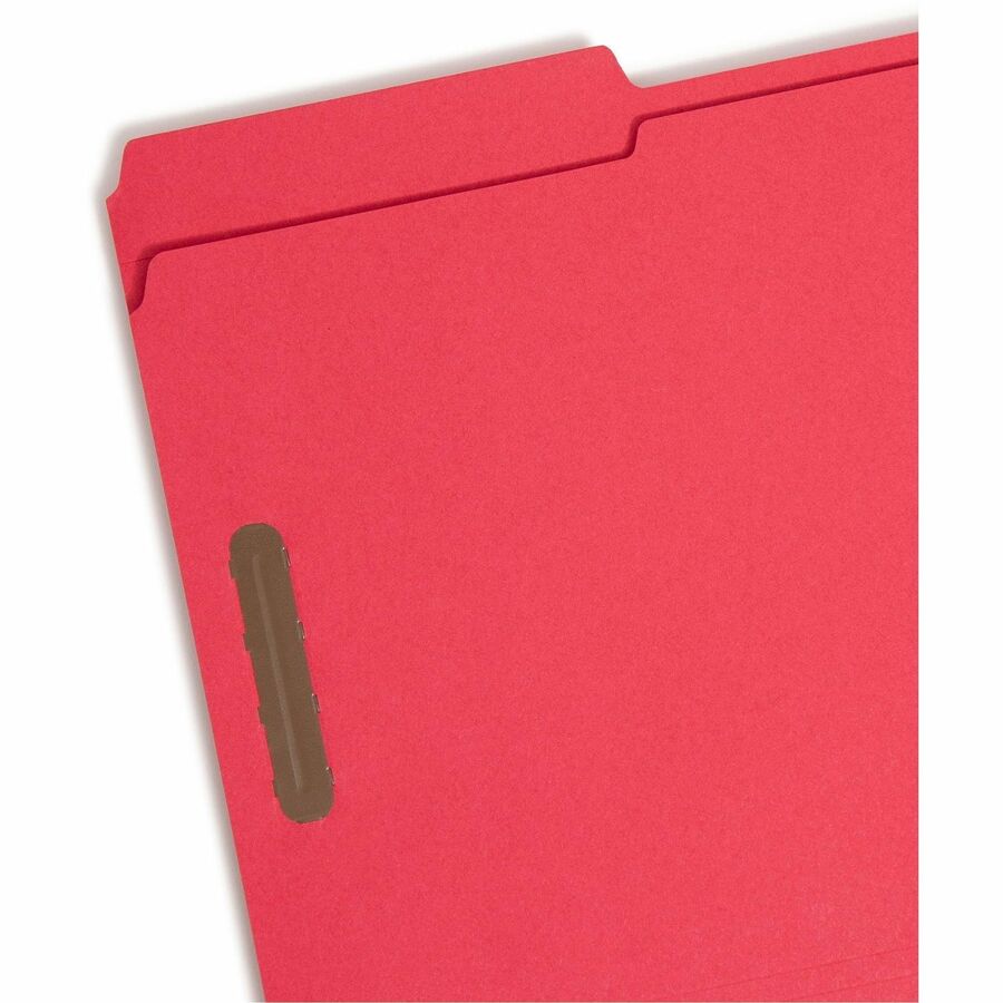 Top Tab Colored Fastener Folders, 0.75" Expansion, 2 Fasteners, Legal Size, Red Exterior, 50/Box