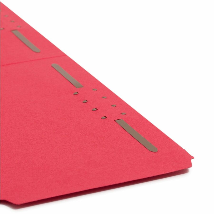 Top Tab Colored Fastener Folders, 0.75" Expansion, 2 Fasteners, Legal Size, Red Exterior, 50/Box