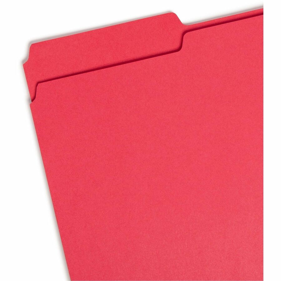 Colored File Folders, 1/3-Cut Tabs: Assorted, Legal Size, 0.75" Expansion, Red, 100/Box