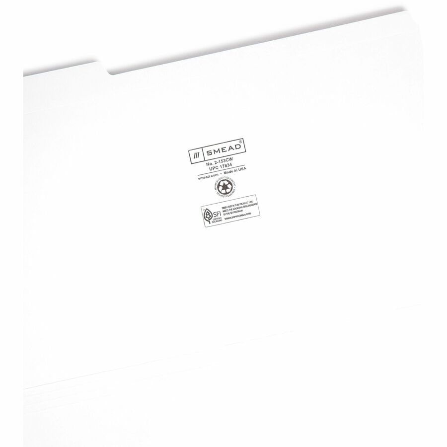 Reinforced Top Tab Colored File Folders, 1/3-Cut Tabs: Assorted, Legal Size, 0.75" Expansion, White, 100/Box