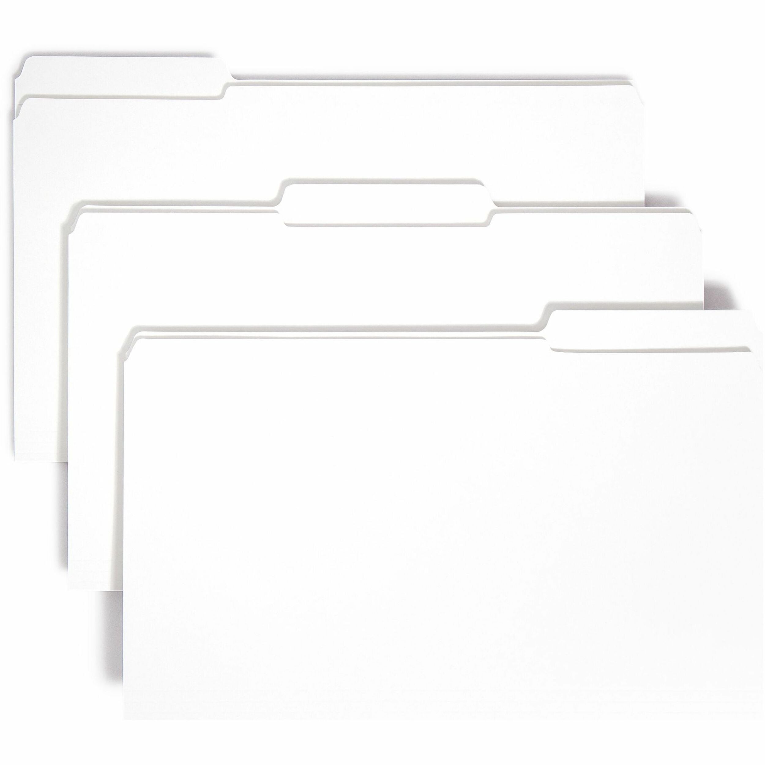 Reinforced Top Tab Colored File Folders, 1/3-Cut Tabs: Assorted, Legal Size, 0.75" Expansion, White, 100/Box