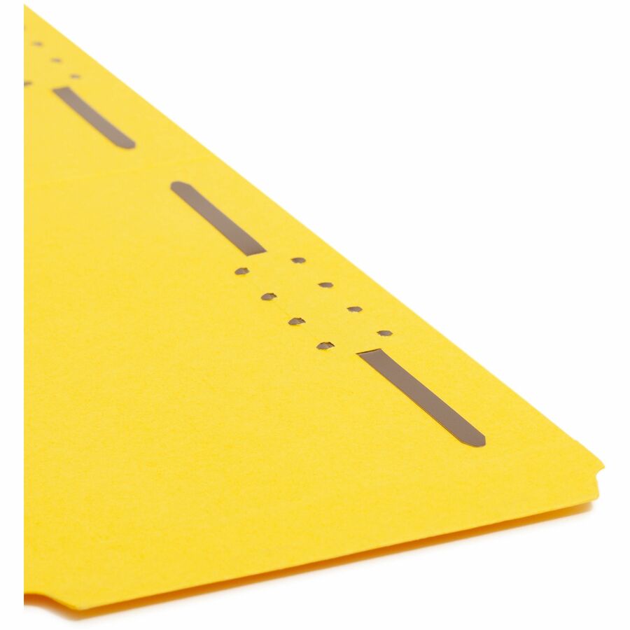 Top Tab Colored Fastener Folders, 0.75" Expansion, 2 Fasteners, Legal Size, Yellow Exterior, 50/Box