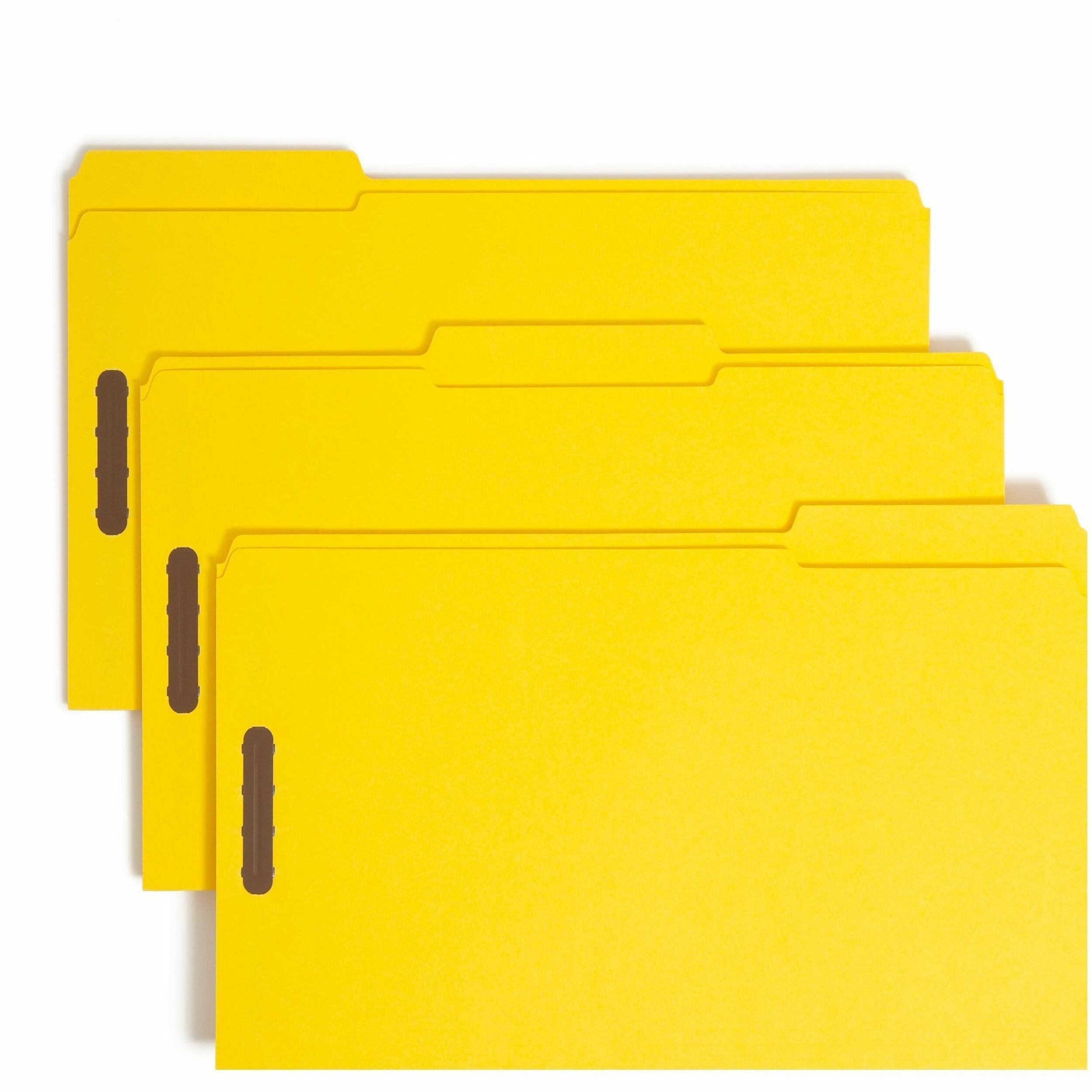 Top Tab Colored Fastener Folders, 0.75" Expansion, 2 Fasteners, Legal Size, Yellow Exterior, 50/Box
