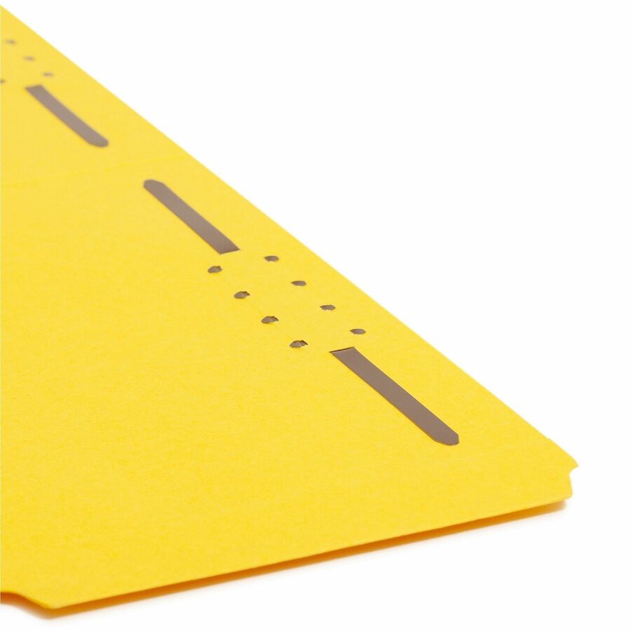 Top Tab Colored Fastener Folders, 0.75" Expansion, 2 Fasteners, Legal Size, Yellow Exterior, 50/Box