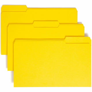 Colored File Folders, 1/3-Cut Tabs: Assorted, Legal Size, 0.75" Expansion, Yellow, 100/Box