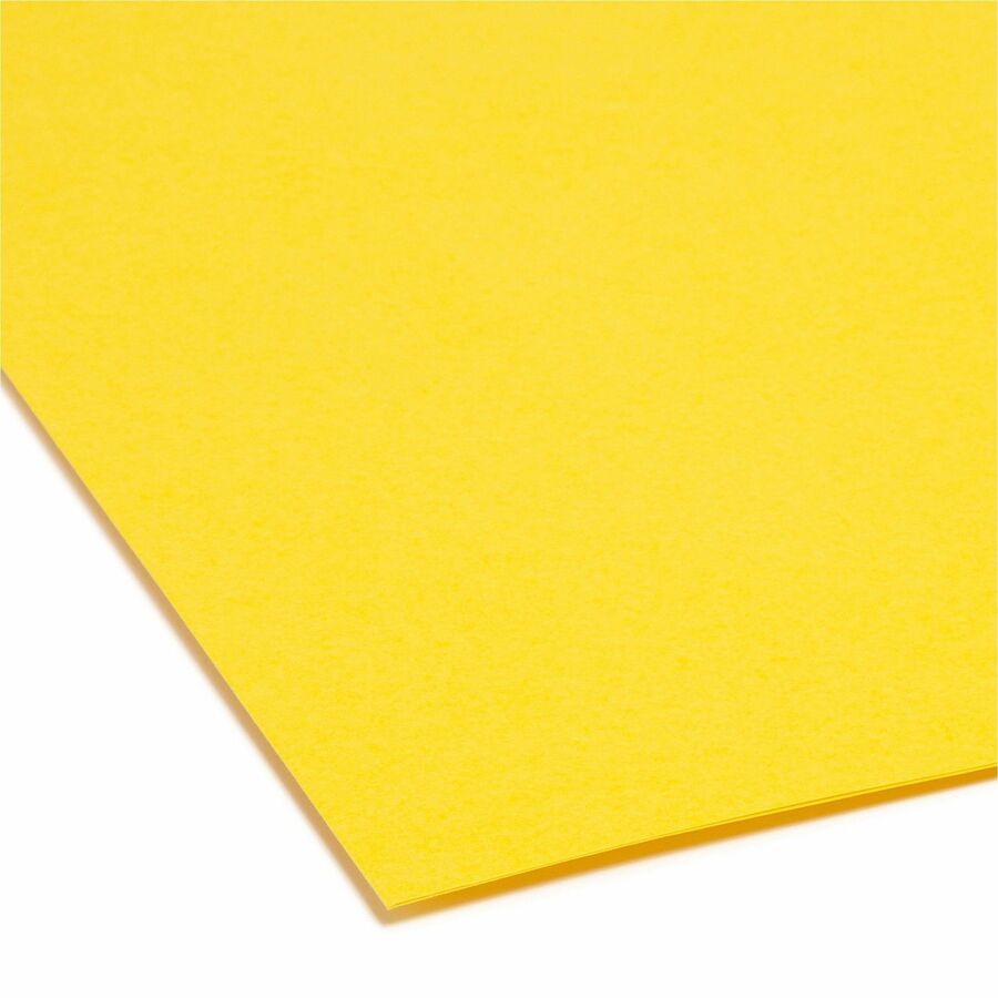 Colored File Folders, 1/3-Cut Tabs: Assorted, Legal Size, 0.75" Expansion, Yellow, 100/Box