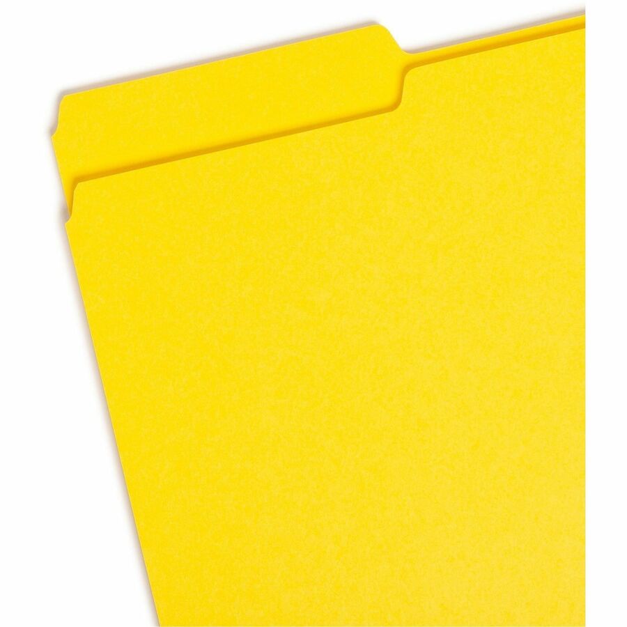Colored File Folders, 1/3-Cut Tabs: Assorted, Legal Size, 0.75" Expansion, Yellow, 100/Box
