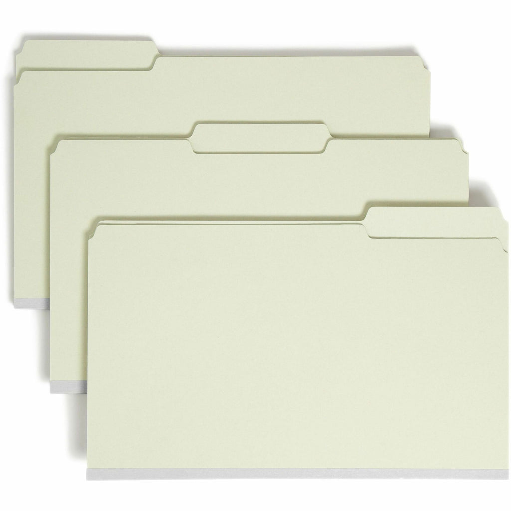Expanding Recycled Heavy Pressboard Folders, 1/3-Cut Tabs: Assorted, Legal Size, 2" Expansion, Gray-Green, 25/Box