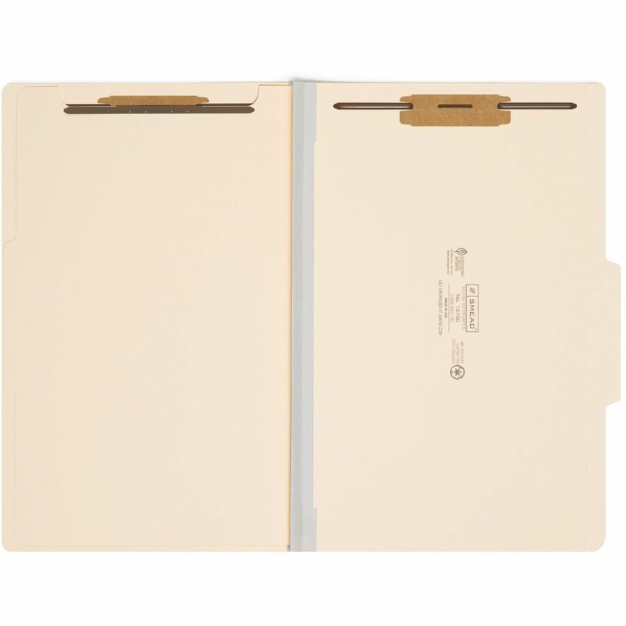 Four-Section Top Tab Classification Folders, 2" Expansion, 1 Divider, 4 Fasteners, Legal Size, Manila, 10/Box