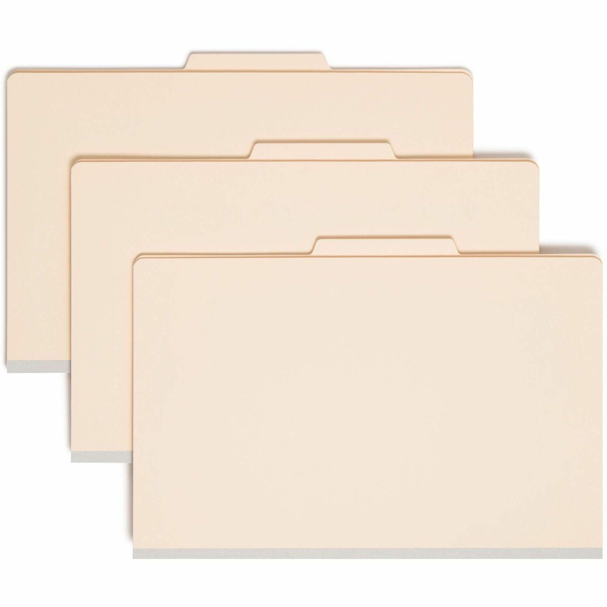 Four-Section Top Tab Classification Folders, 2" Expansion, 1 Divider, 4 Fasteners, Legal Size, Manila, 10/Box
