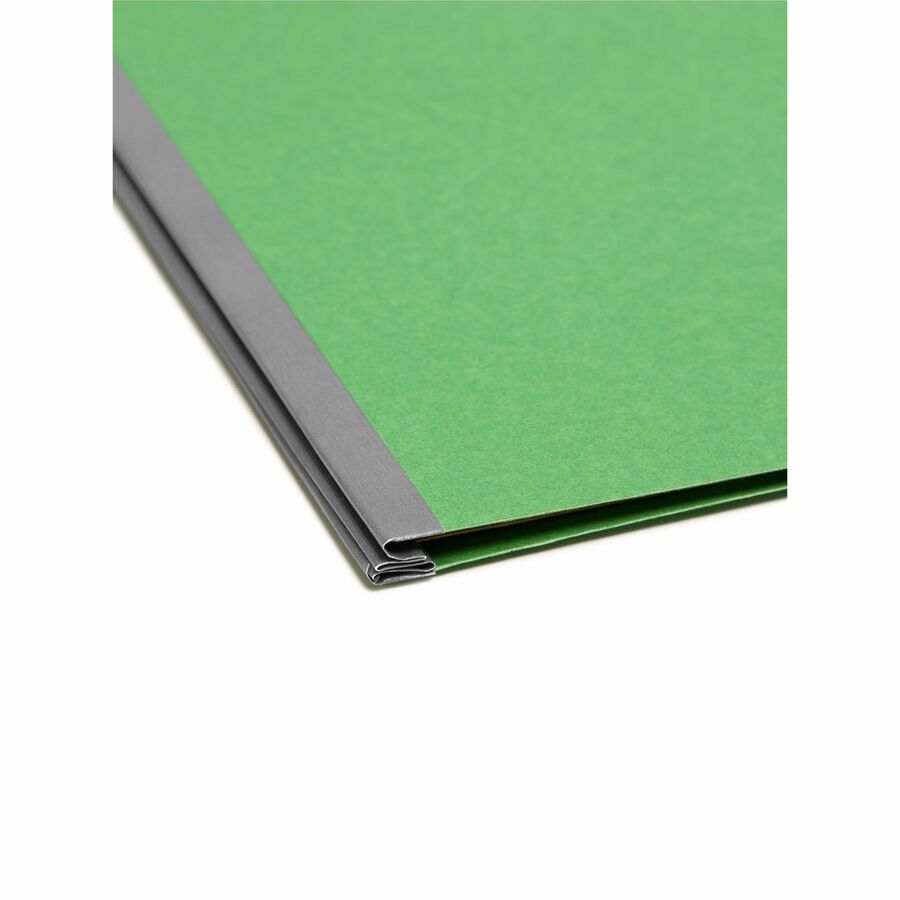 Four-Section Pressboard Top Tab Classification Folders, Four SafeSHIELD Fasteners, 1 Divider, Legal Size, Green, 10/Box