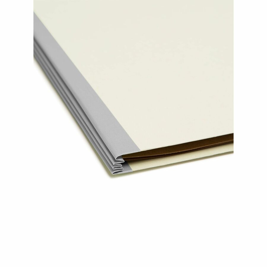 Pressboard Classification Folders, Four SafeSHIELD Fasteners, 2/5-Cut Tabs, 1 Divider, Legal Size, Gray-Green, 10/Box