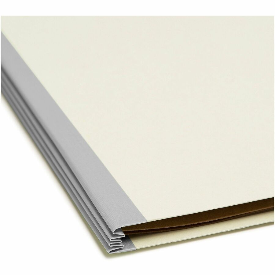 Pressboard Classification Folders, Four SafeSHIELD Fasteners, 2/5-Cut Tabs, 1 Divider, Legal Size, Gray-Green, 10/Box