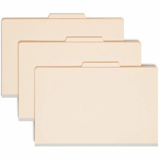 Six-Section Top Tab Classification Folders, 2" Expansion, 2 Dividers, 6 Fasteners, Legal Size, Manila, 10/Box