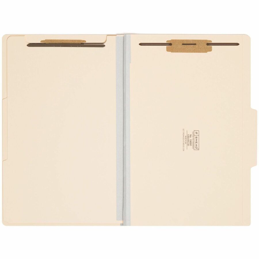 Six-Section Top Tab Classification Folders, 2" Expansion, 2 Dividers, 6 Fasteners, Legal Size, Manila, 10/Box