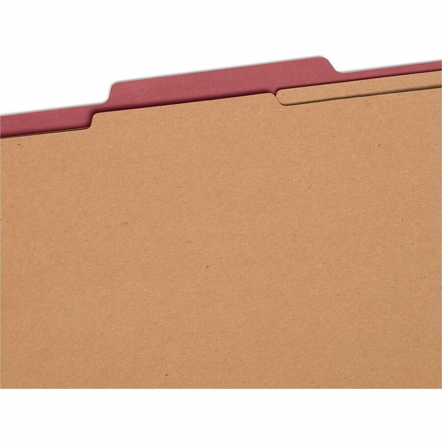 Six-Section Pressboard Top Tab Classification Folders, Six SafeSHIELD Fasteners, 2 Dividers, Legal Size, Bright Red, 10/Box