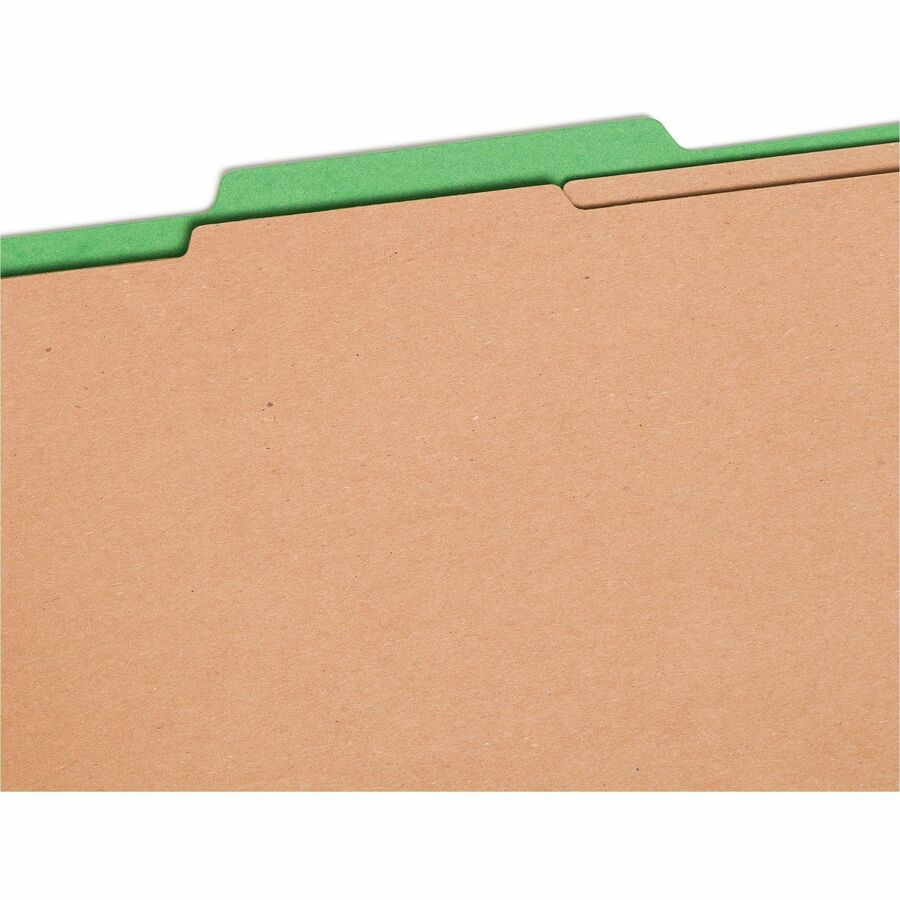 Six-Section Pressboard Top Tab Classification Folders, Six SafeSHIELD Fasteners, 2 Dividers, Legal Size, Green, 10/Box