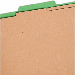 Six-Section Pressboard Top Tab Classification Folders, Six SafeSHIELD Fasteners, 2 Dividers, Legal Size, Green, 10/Box