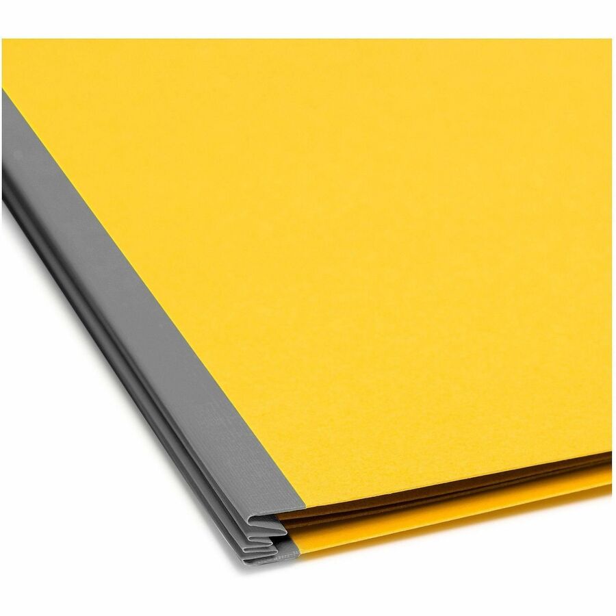 Six-Section Pressboard Top Tab Classification Folders, Six SafeSHIELD Fasteners, 2 Dividers, Legal Size, Yellow, 10/Box