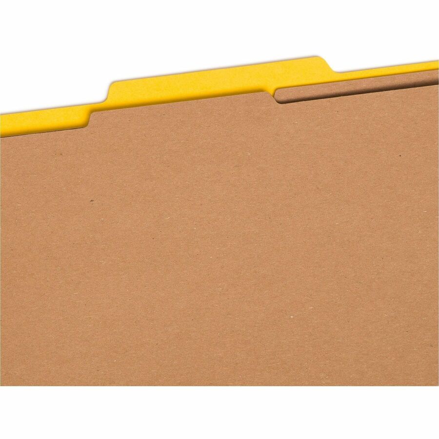 Six-Section Pressboard Top Tab Classification Folders, Six SafeSHIELD Fasteners, 2 Dividers, Legal Size, Yellow, 10/Box