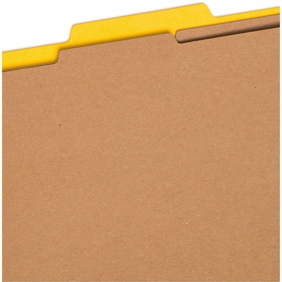 Six-Section Pressboard Top Tab Classification Folders, Six SafeSHIELD Fasteners, 2 Dividers, Legal Size, Yellow, 10/Box