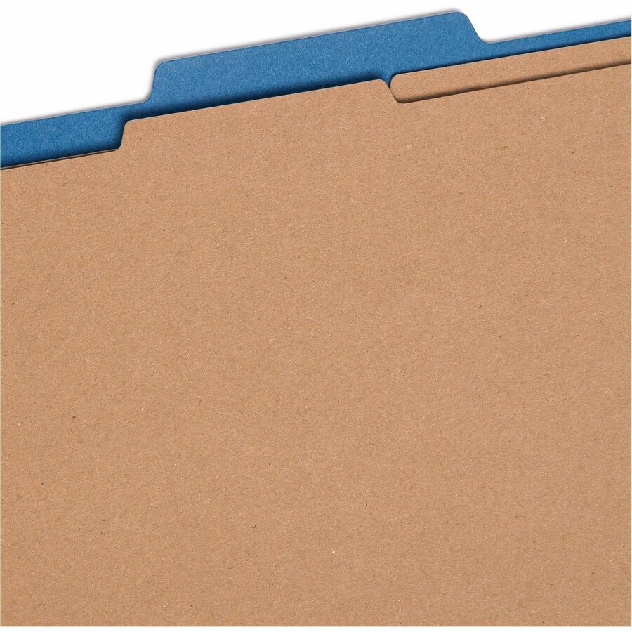 Six-Section Pressboard Top Tab Classification Folders, Six SafeSHIELD Fasteners, 2 Dividers, Legal Size, Dark Blue, 10/Box