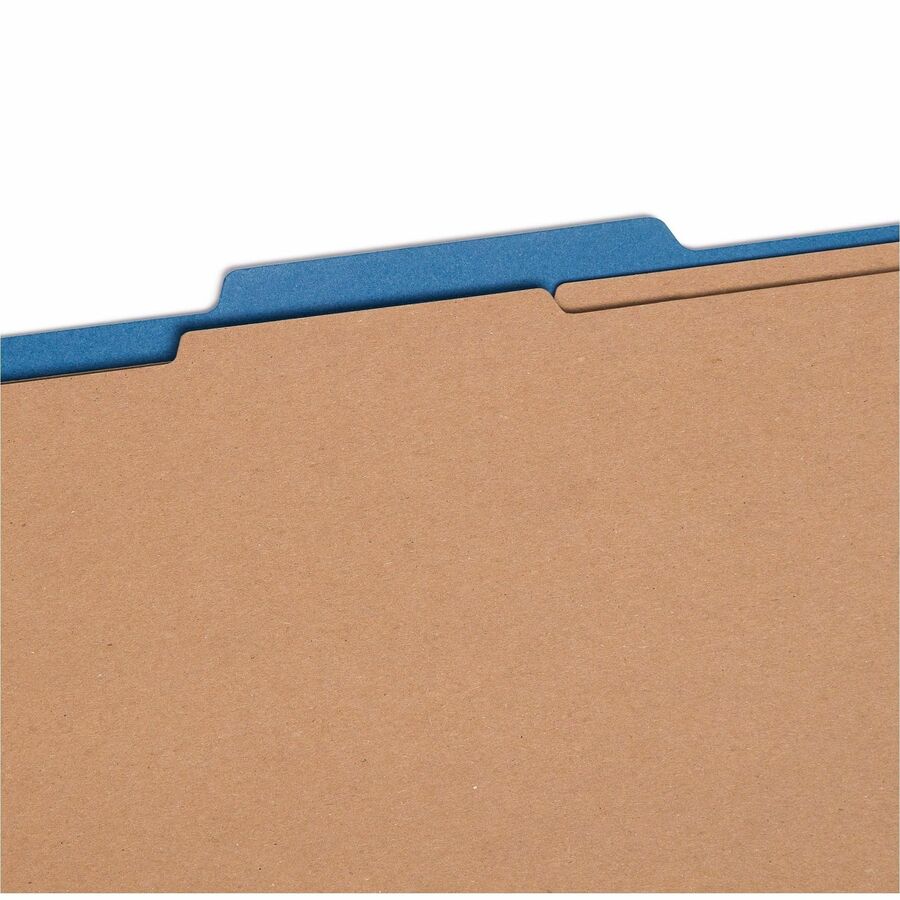 Six-Section Pressboard Top Tab Classification Folders, Six SafeSHIELD Fasteners, 2 Dividers, Legal Size, Dark Blue, 10/Box