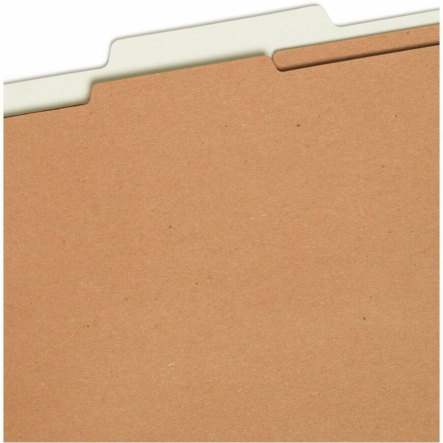 Pressboard Classification Folders, Six SafeSHIELD Fasteners, 2/5-Cut Tabs, 2 Dividers, Legal Size, Gray-Green, 10/Box