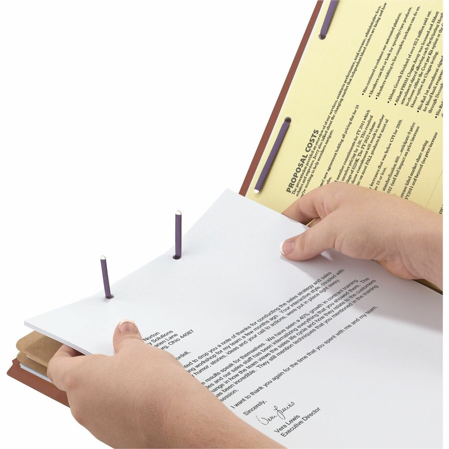 6-Section Pressboard Top Tab Pocket Classification Folders, 6 SafeSHIELD Fasteners, 2 Dividers, Legal Size, Red, 10/Box